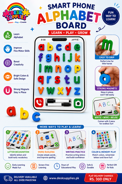 2 in 1 Mobile Lower Case Alphabet Stacking & White Board