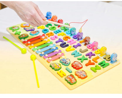 6 in 1 Wooden Alphanumeric Learning Xylophone Activity Board