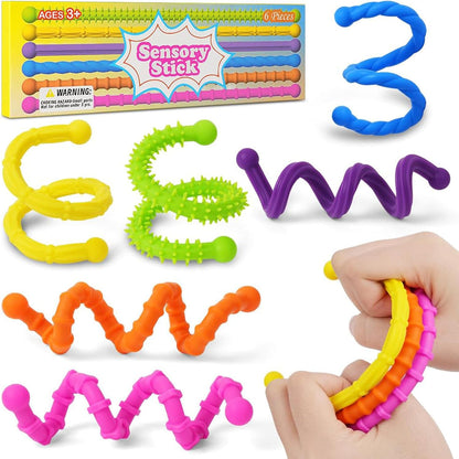 Silicone Sensory Sticks With Reversible Textures 6 Piece