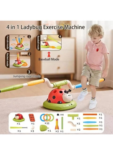 4-in-1 Musical Jump, Target Toss, Launcher & Baseball Set with Remote Control for Kids