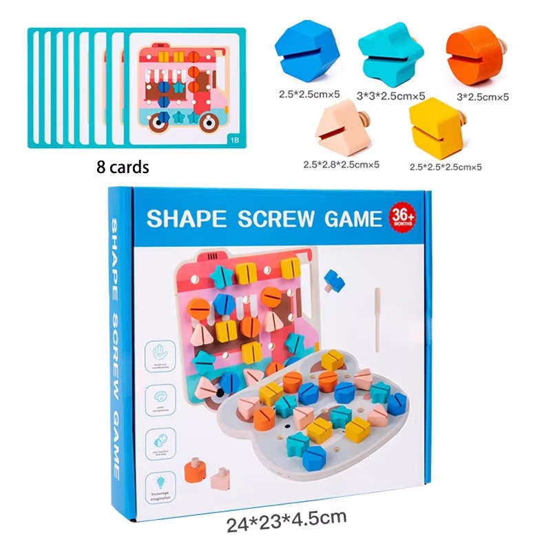 Wooden Shape Screw Game with Pattern Making