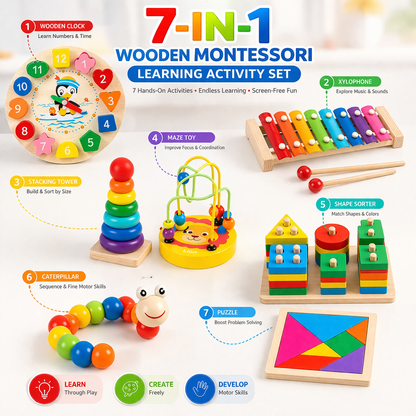 7-in-1 Wooden Montessori Learning Toy Set