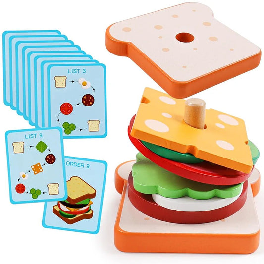 Wooden Sandwich Stacking and Pattern Matching Toy