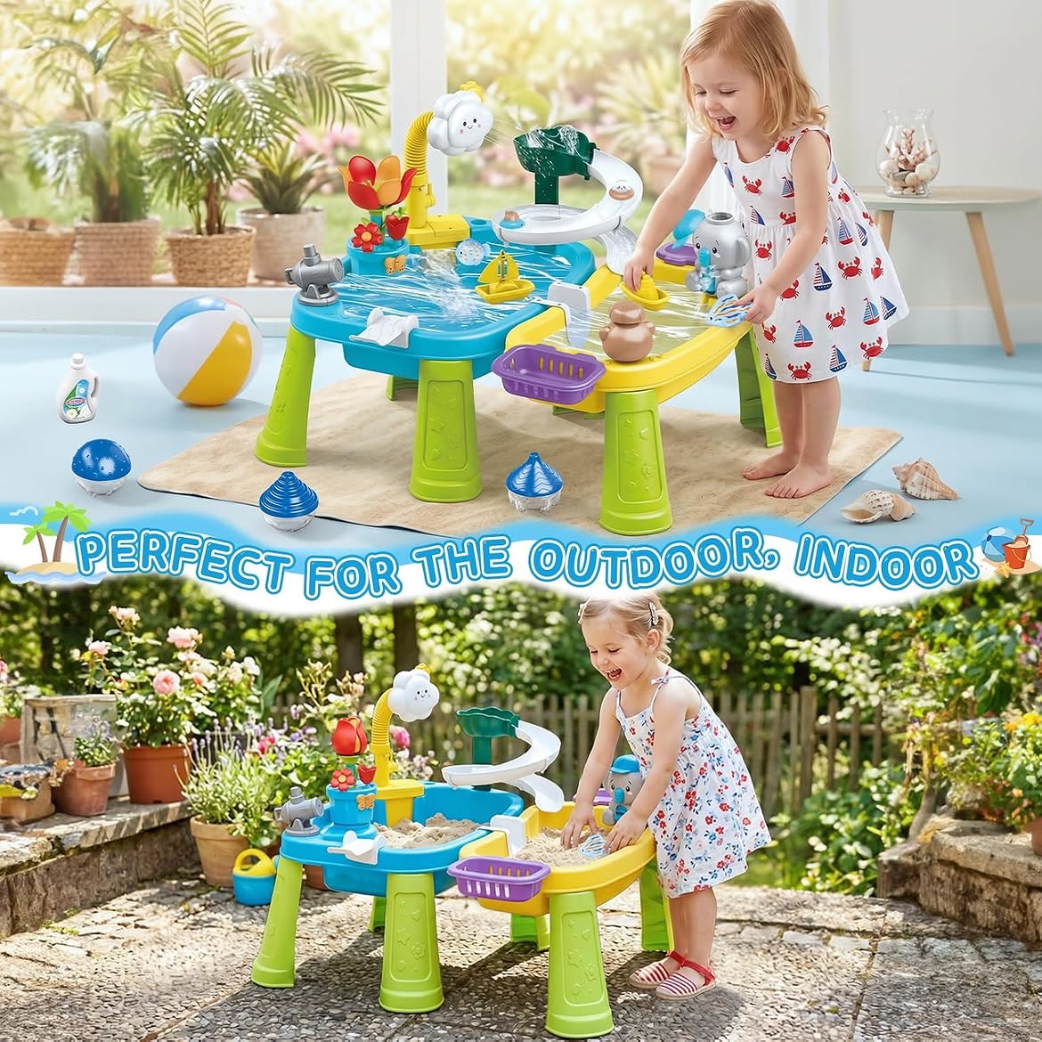Animal WaterPark Play Table with Pump Circulating Electric Water Table Interactive Toy Cordless for Toddlers