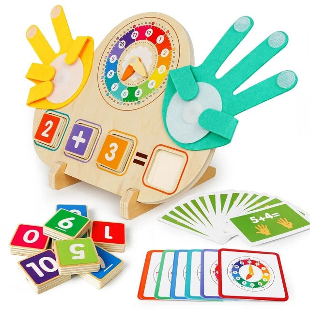 Wooden Clock and Finger Arithmetic Operation Kit
