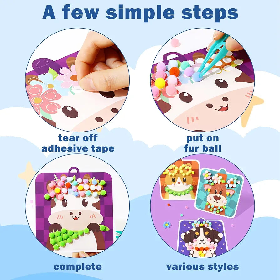 DIY Pom Pom Art Craft Kit for Kids