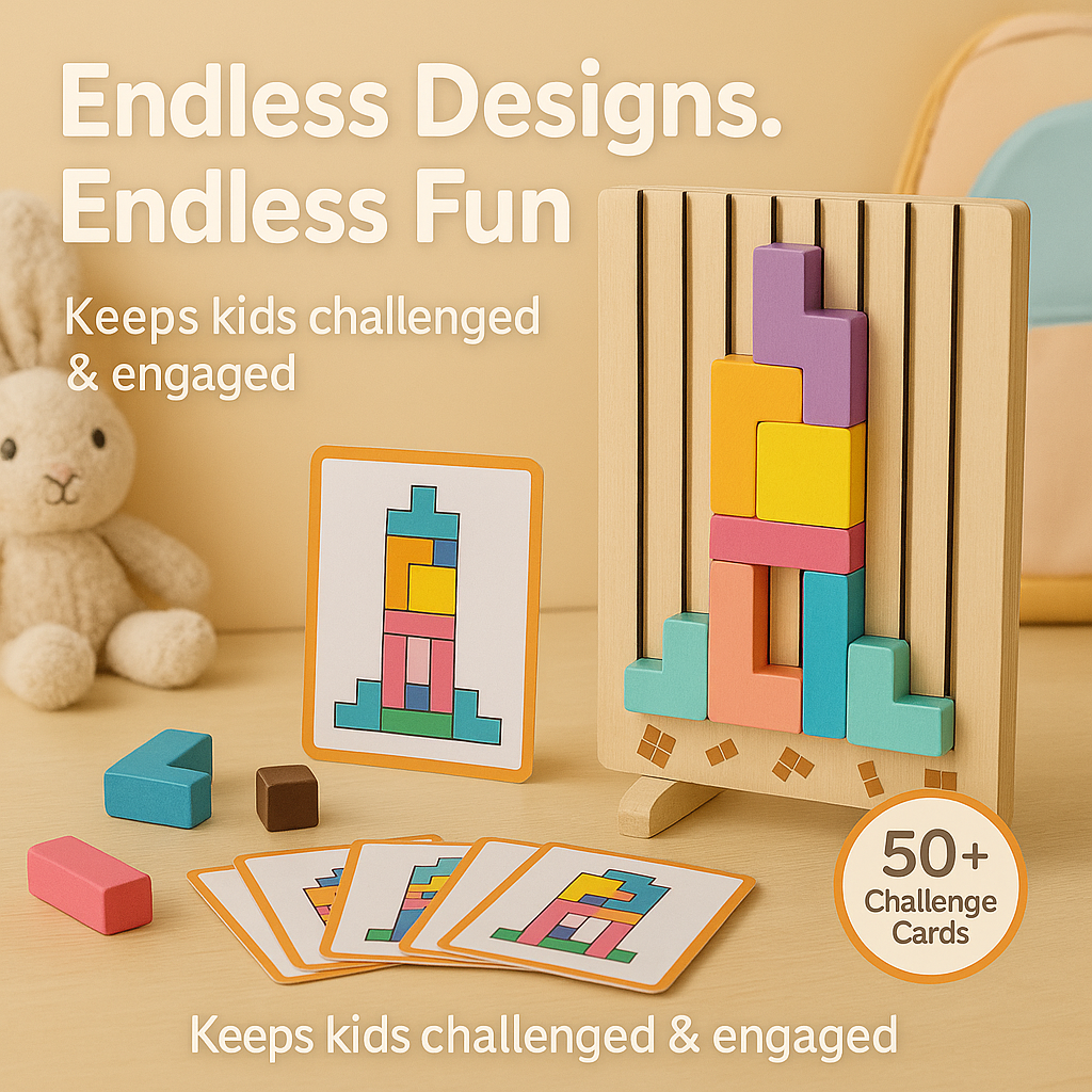 Wooden Montessori Russian Block Puzzle Stacking Toy