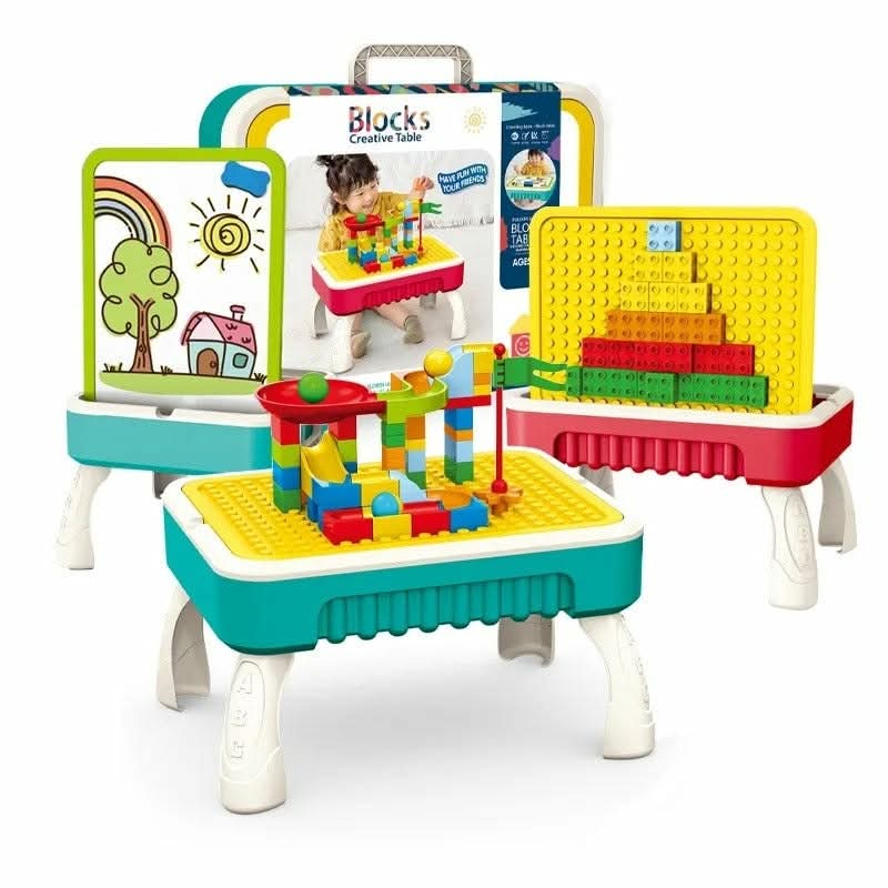 2-in-1 Building Blocks Table & Drawing Board for Kids – Creative Play Station