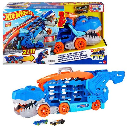 Dinosaur Truck Blue: Sliding Car Launcher & Transport Carrier Toy