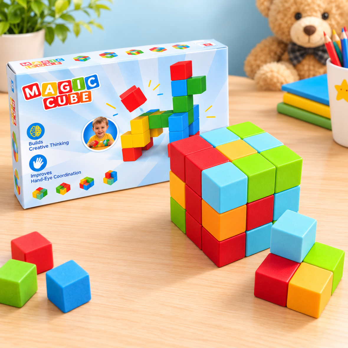 Large Magnetic Building Blocks – 32 Pieces (4.2 cm x 4.2 cm each)
