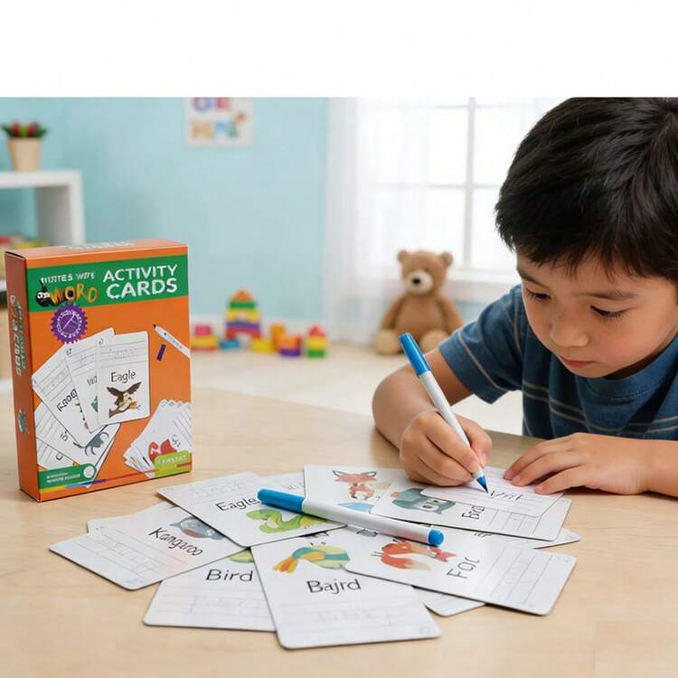Word Write-and-Wipe Learning Cards – Reusable Early Learning Set