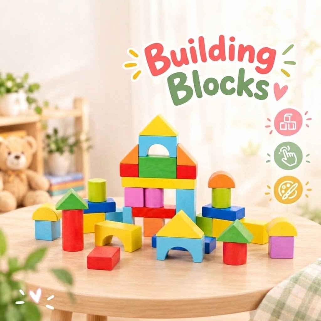 Wooden Multicolor Building Blocks – 40 pieces