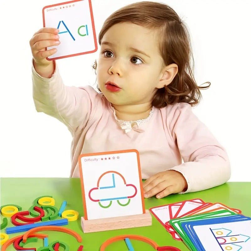 Wooden Sticks and Rings Pattern Making Puzzle Game