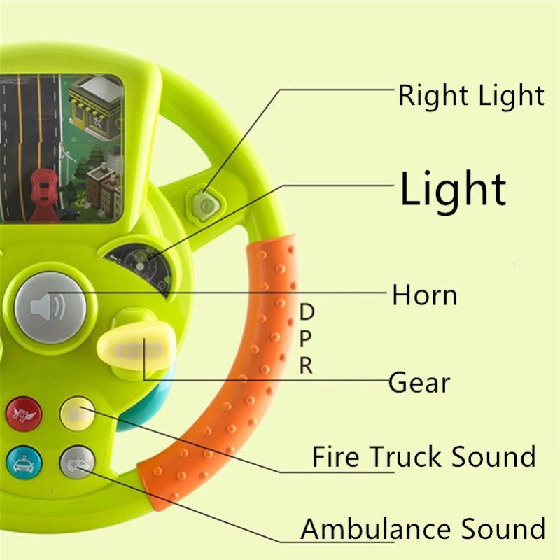 Little Driver Steering Wheel with Music Light for Co-Pilot Simulation Driving Game for Children