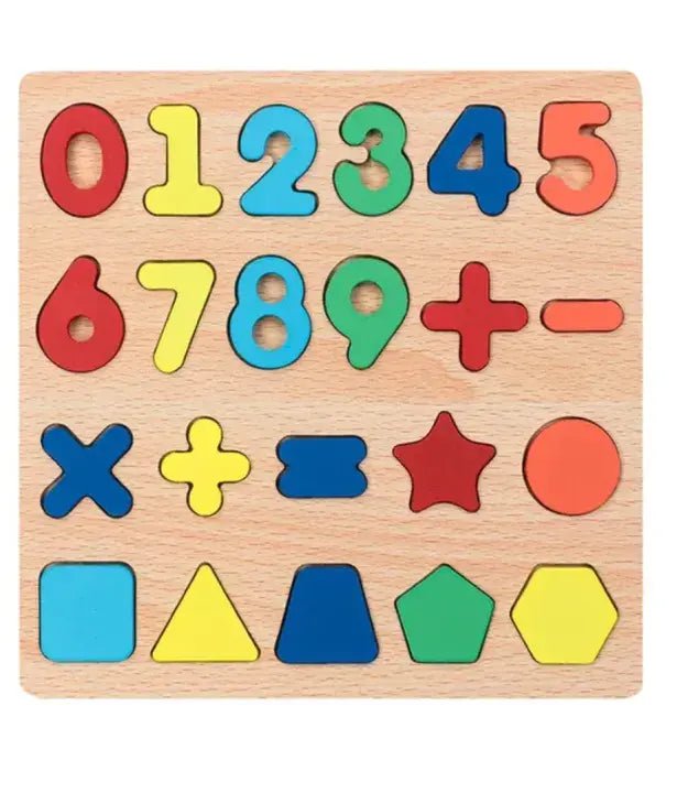 Shapes and Counting Wooden 3D Learning Mini Puzzle Board