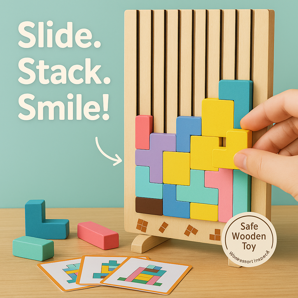 Wooden Montessori Russian Block Puzzle Stacking Toy