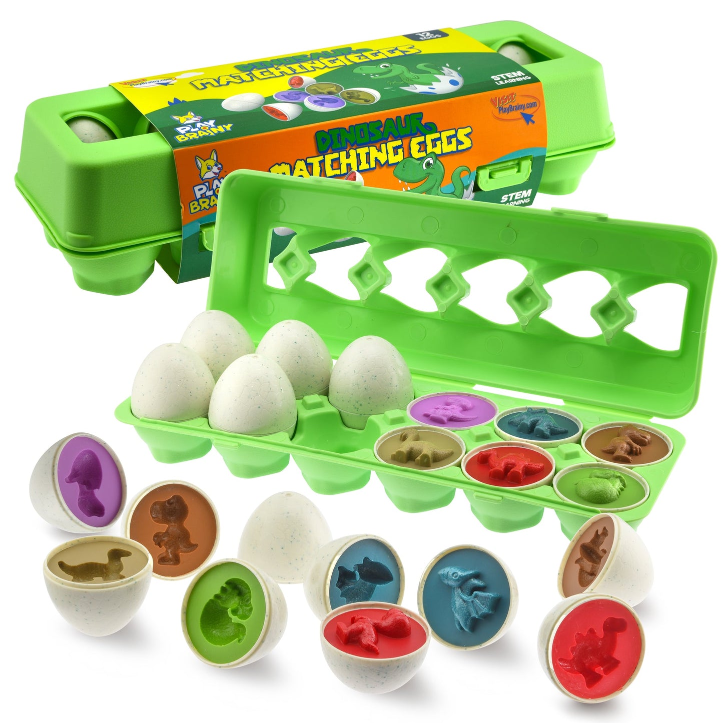 Dinosaur Matching Eggs Toy Set (Educational STEM Toy for Toddlers and Preschoolers)