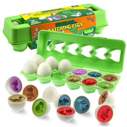 Dinosaur Matching Eggs Toy Set (Educational STEM Toy for Toddlers and Preschoolers)