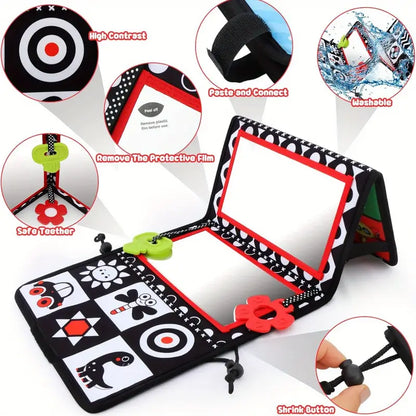 Baby Tummy Time Mirror with High Contrast Pictures