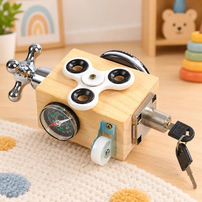 Wooden 8-IN-1 Sensory Activity Interactive Busy Cube