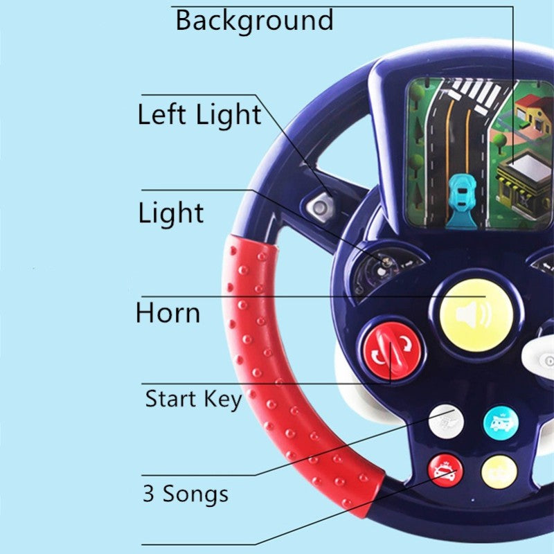 Little Driver Steering Wheel with Music Light for Co-Pilot Simulation Driving Game for Children