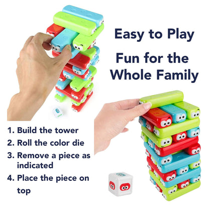 Monster Stacking Block Balance Game With Dice - 30 Piece Educational Family Toy