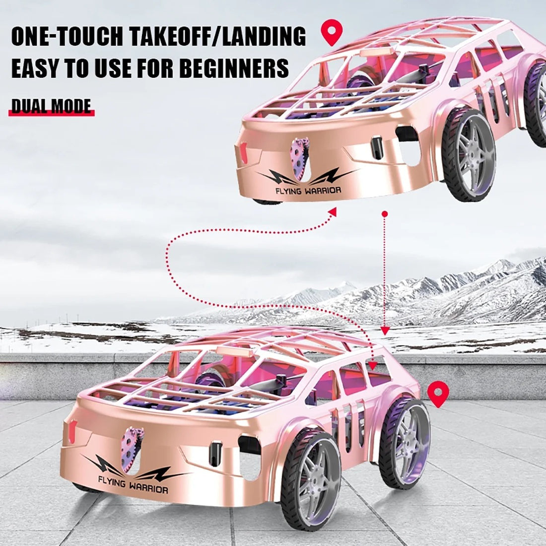 RC Drone Air Racer Flying Car One Click Take Off/Landing with LED Lights