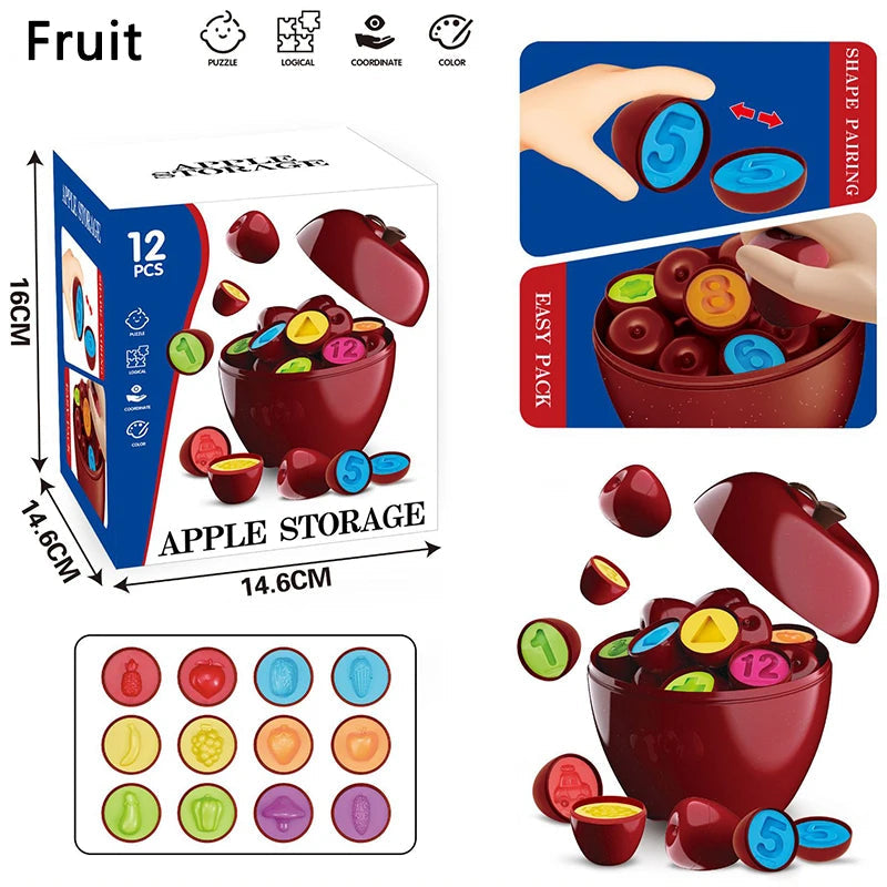 Apple Matching Toy Set Educational Sorting And Learning Game 12 Pcs