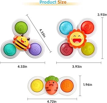 3 pcs Rotating Suction Rattle Spinner Set