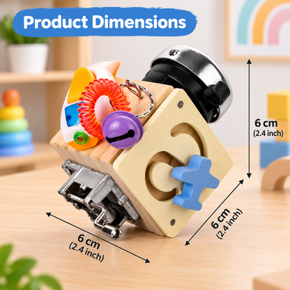 Wooden Montessori Sensory Activity Interactive Busy Cube