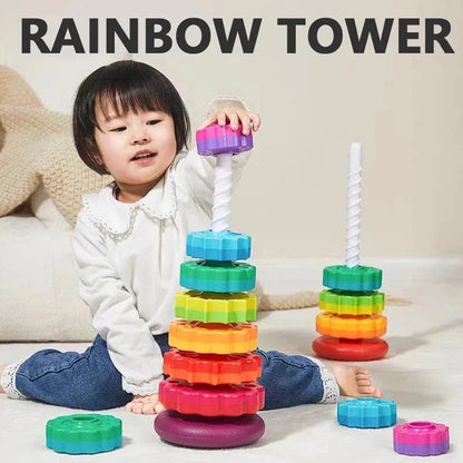 Rainbow Stacking Spinning Tower: 6 pcs