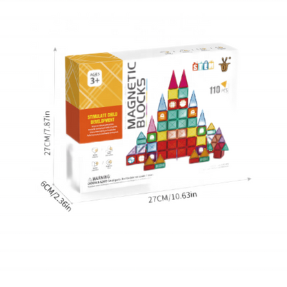 Magnetic Blocks And Tiles Building Set For Endless Creativity And Construction Fun (110 Pcs)