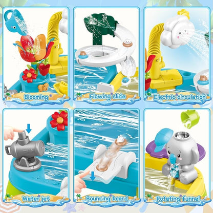 Animal WaterPark Play Table with Pump Circulating Electric Water Table Interactive Toy Cordless for Toddlers