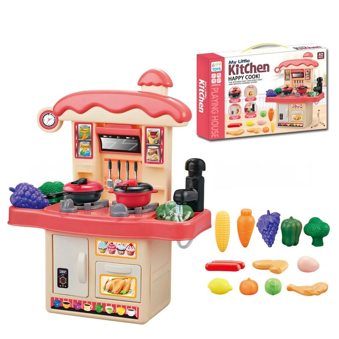 My Mini Little Kitchen Happy Cook Pretend Play Kit 45 Piece