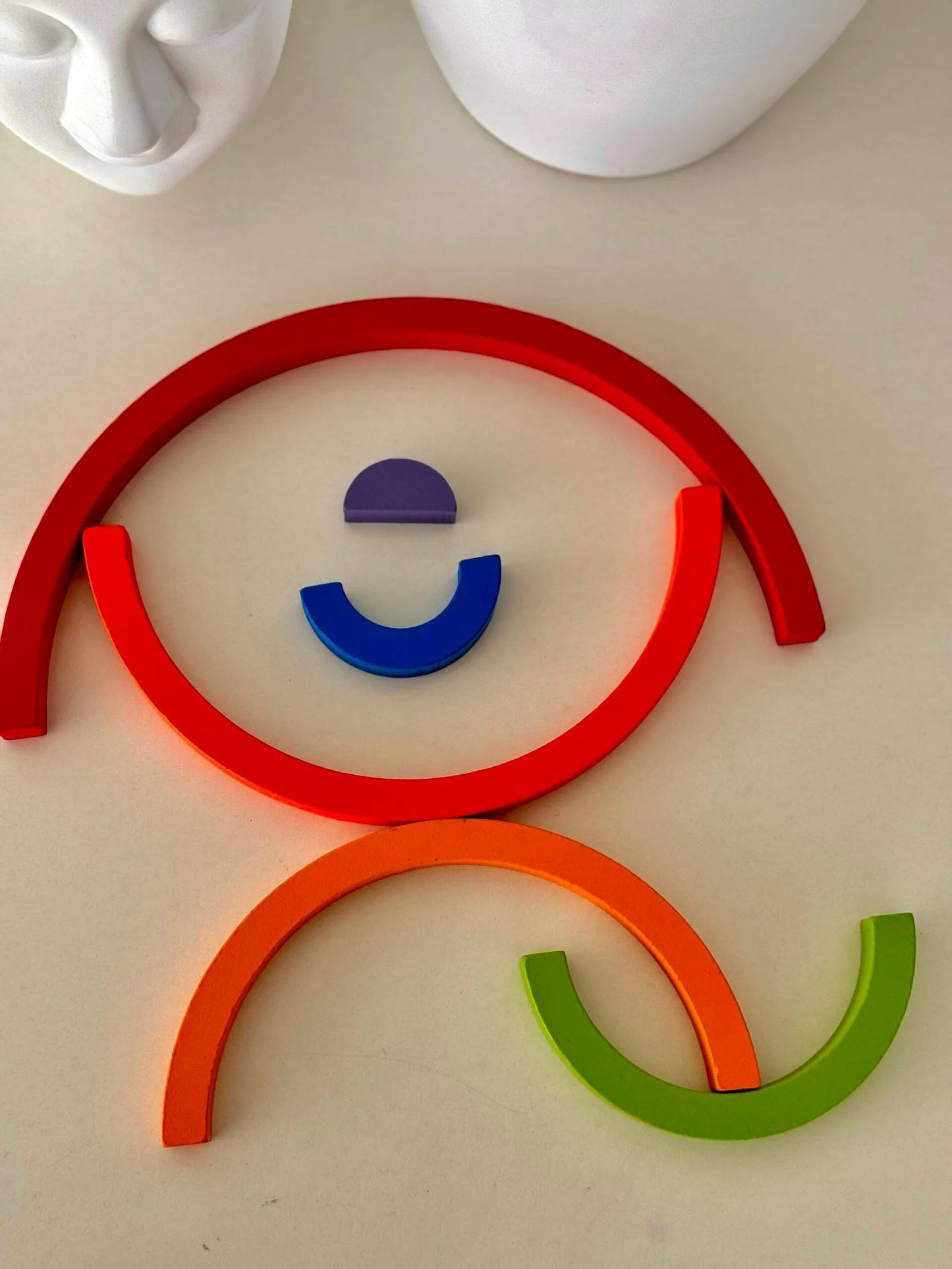 Wooden Rainbow Building Blocks with Board