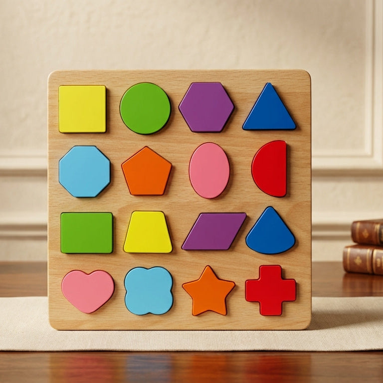 Shapes Wooden 3D Learning Mini Puzzle Board
