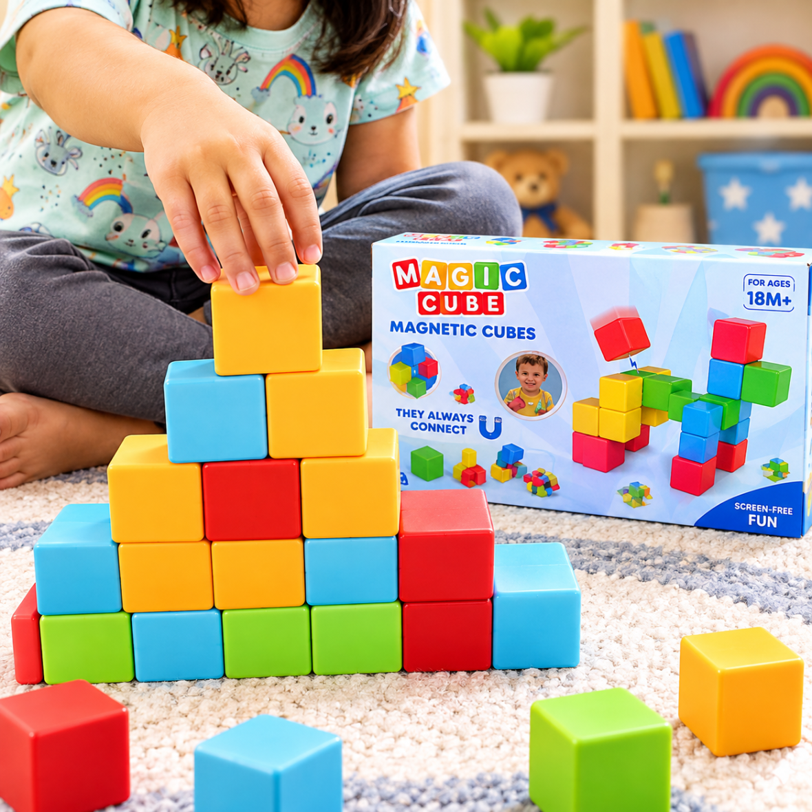 Large Magnetic Building Blocks – 32 Pieces (4.2 cm x 4.2 cm each)