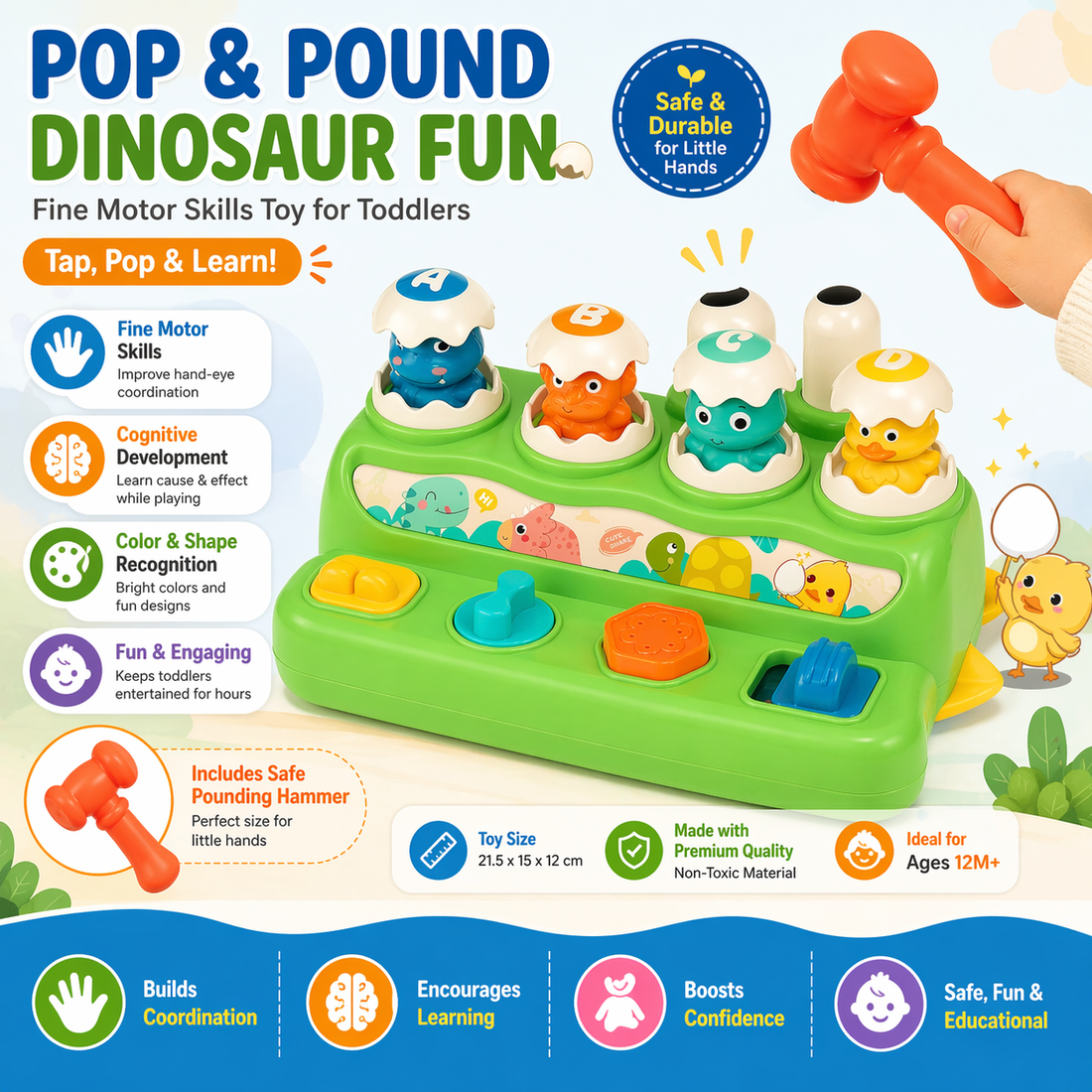 Whack-A-Mole Learning Toy Fine Motor Skills Game For Toddlers