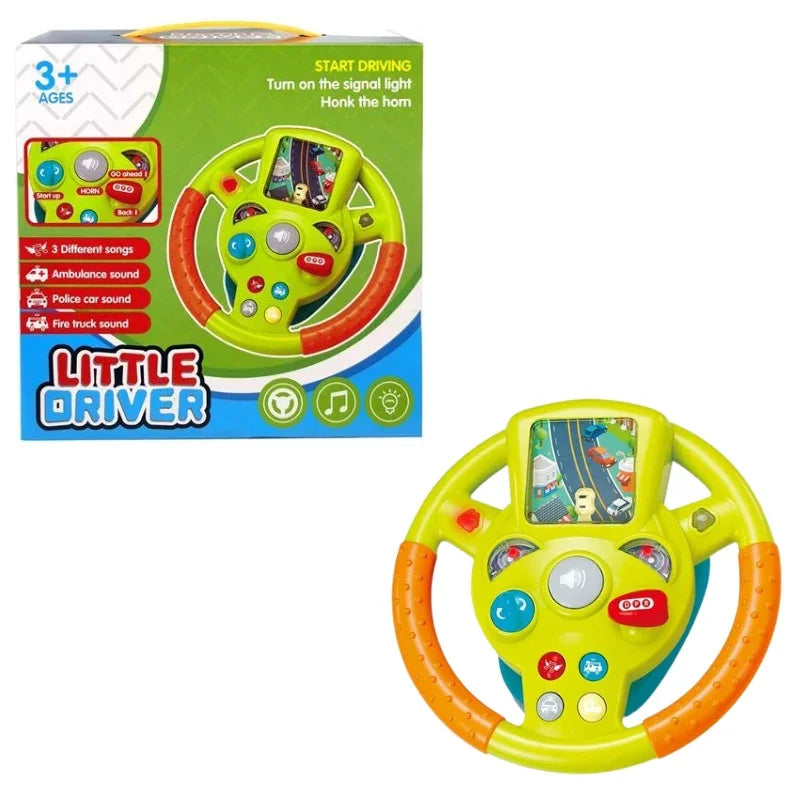 Little Driver Steering Wheel with Music Light for Co-Pilot Simulation Driving Game for Children