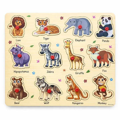Wild Animals Wooden Peg Puzzle