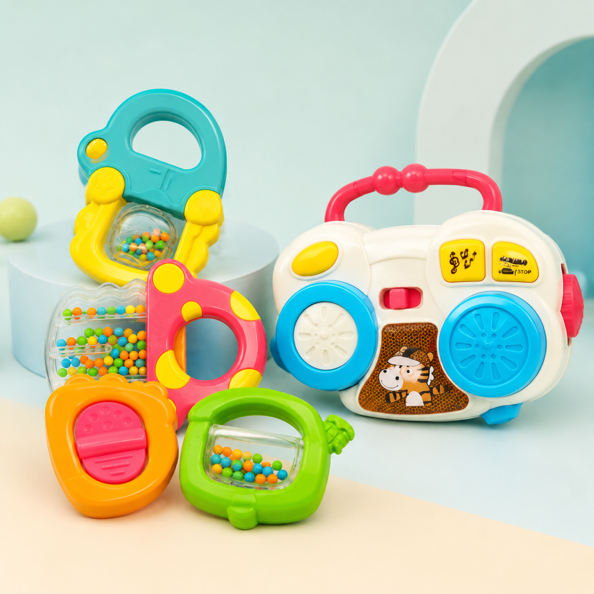 Musical Car with Sensory Rattle Set