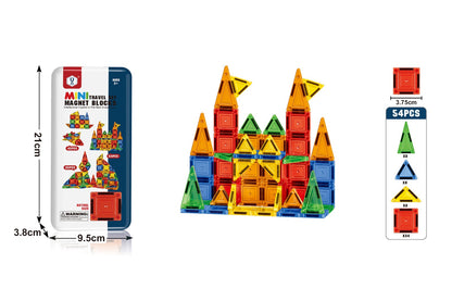 Mini Travel Magnetic Tile Blocks Set 54 Pieces