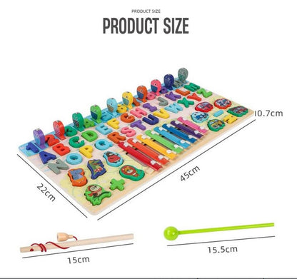 6 in 1 Wooden Alphanumeric Learning Xylophone Activity Board