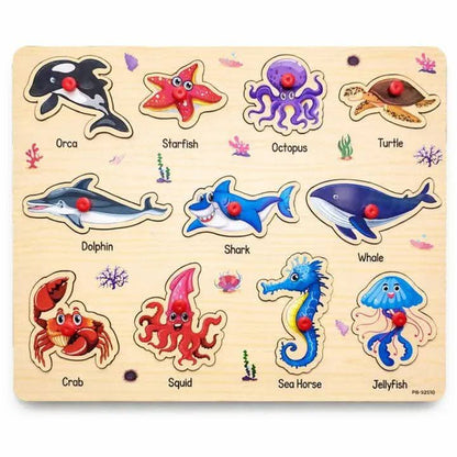Marine Animals Wooden Peg Puzzle