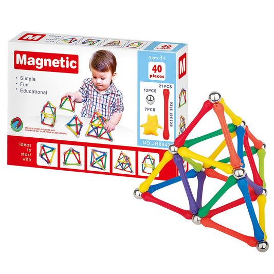 Magnetic Construction Sticks and Blocks Creative Puzzle 40pcs