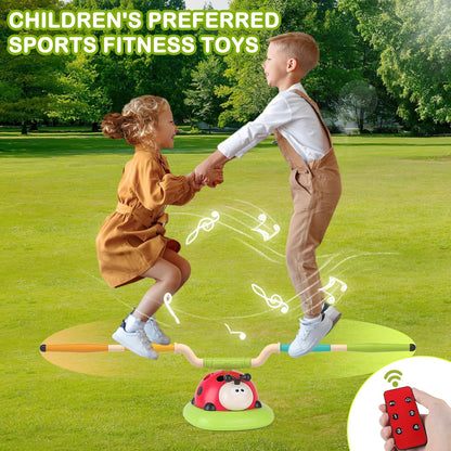 3 In 1 Musical Jump, Ring Toss Game, Stomps & Rocket Launcher for Kids