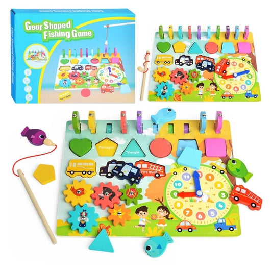 Wooden Gear Shaped Fishing Game