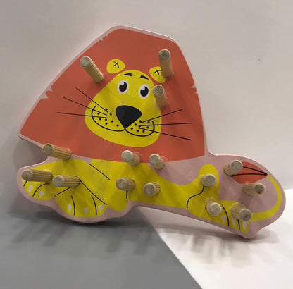 Wooden Cartoon Lion Five Sets Of Shape Blocks