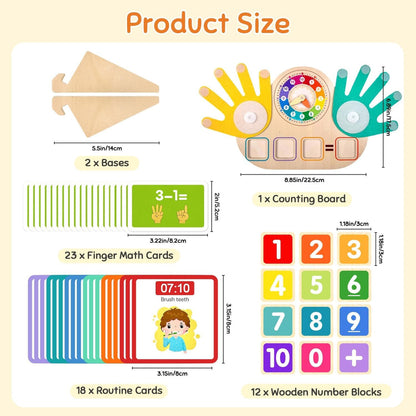 Wooden Clock and Finger Arithmetic Operation Kit