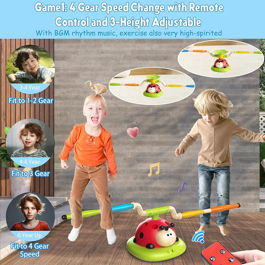 4-in-1 Musical Jump, Target Toss, Launcher & Baseball Set with Remote Control for Kids